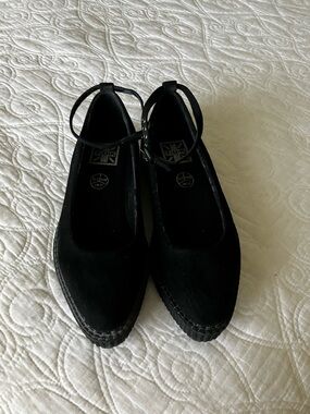 T.U.K Black Suede Mary Jane Platform Mules